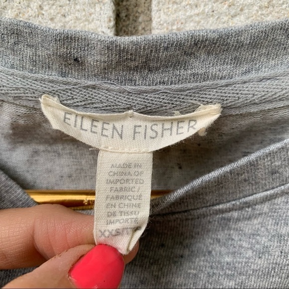 Eileen Fisher Organic Cotton Gray Crewneck Long Sleeve Hi-Low Sweatshirt XXS - Picture 7 of 12